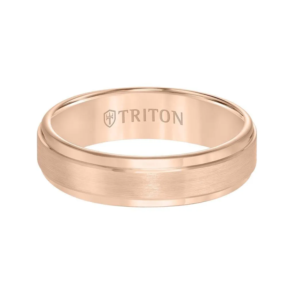 GALLICA Rose Tungsten Carbide Satin Finish Flat Center with Bright Step Edge Comfort Fit Band by Triton Rings - 6mm