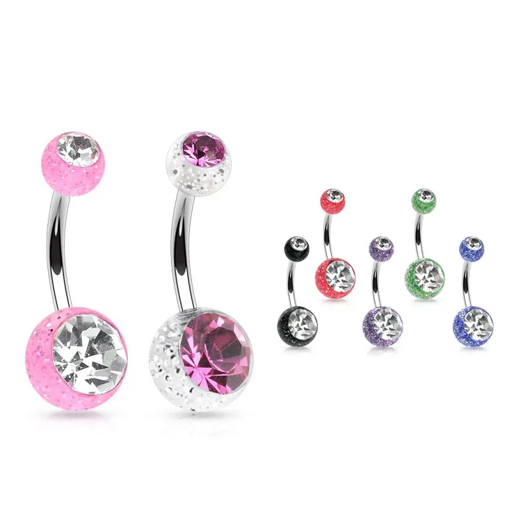 Glitter Gem Ball Belly Rings