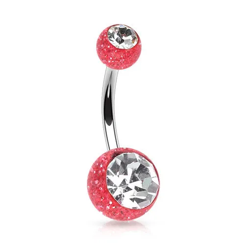 Glitter Gem Ball Belly Rings