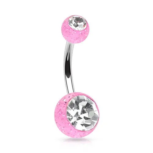 Glitter Gem Ball Belly Rings