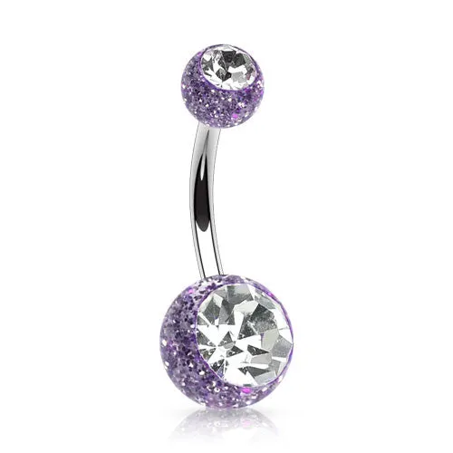 Glitter Gem Ball Belly Rings