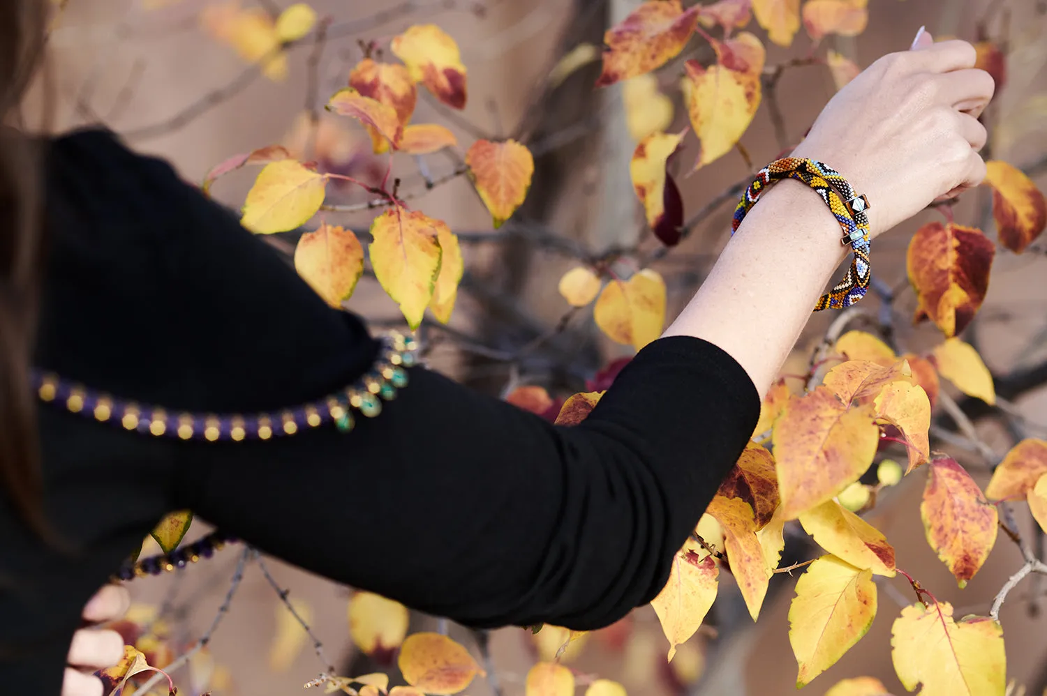 Gold, Amethyst, & Emerald Necklace in Lyda Pattern