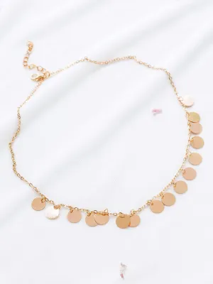 Gold Coin Fringe Statement Necklace