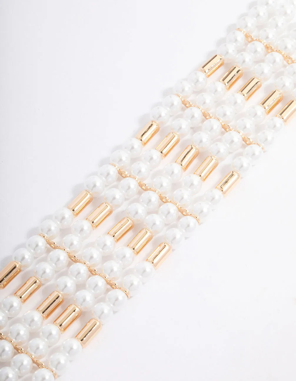 Gold Multi-Row Pearl Choker