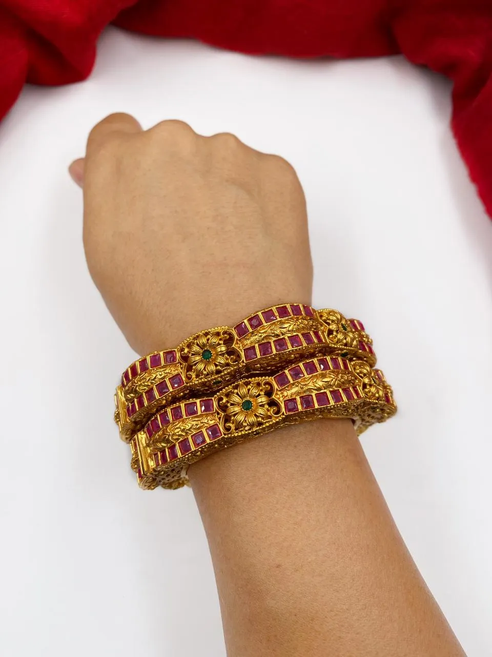 Gold Plated Antique Royal Look Bangles For Women By Gehna Shop