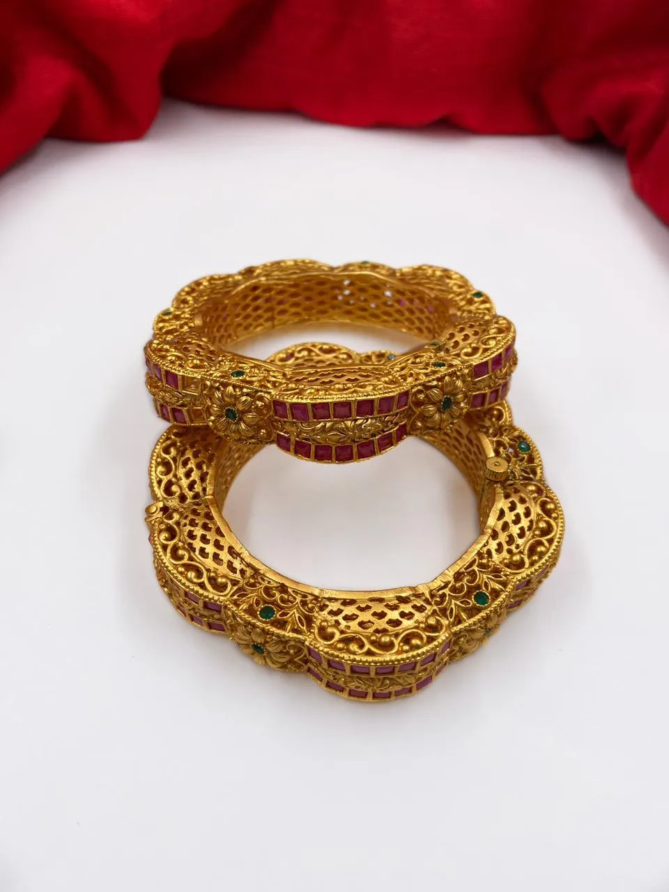 Gold Plated Antique Royal Look Bangles For Women By Gehna Shop