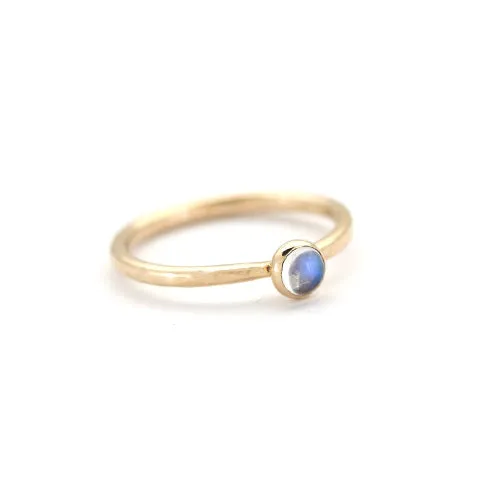 Gold Rainbow Moonstone Solitaire Ring