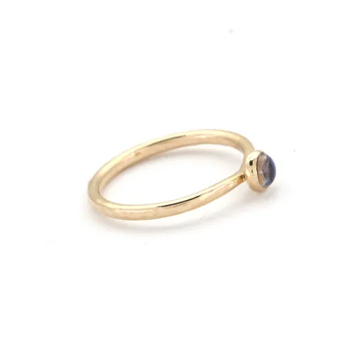 Gold Rainbow Moonstone Solitaire Ring