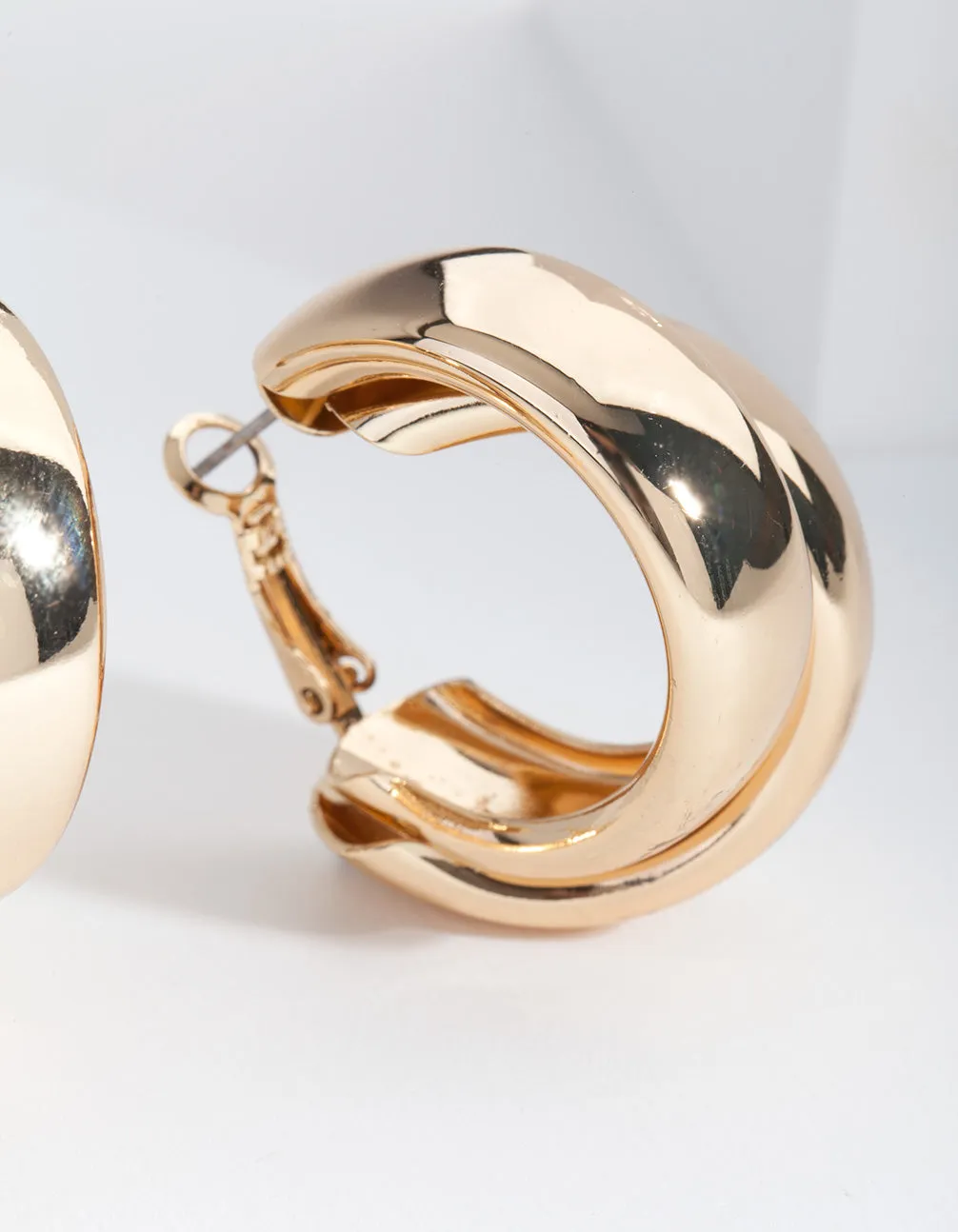 Gold Thick Double Hoop Earrings