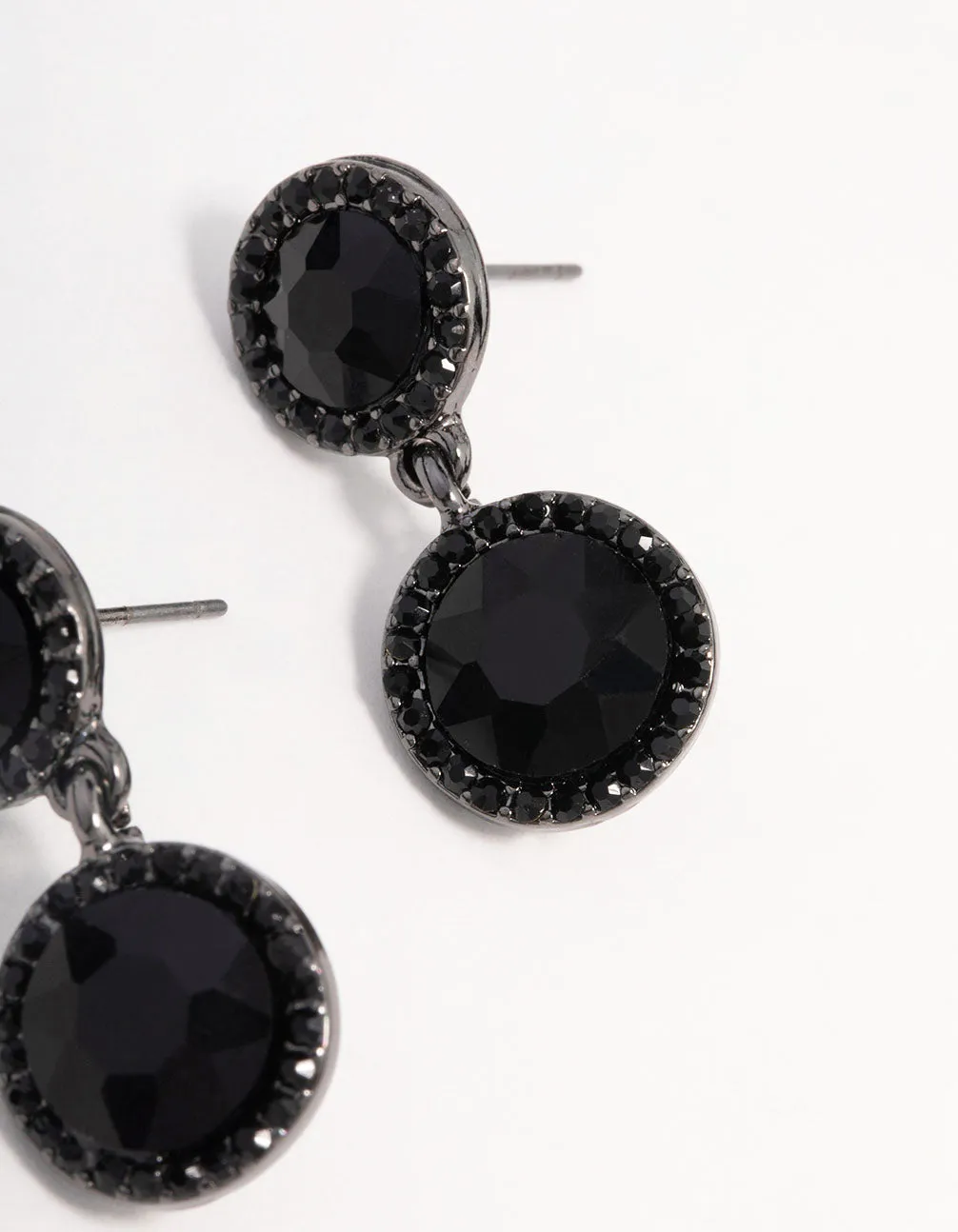 Gunmetal Black Stone Drop Earrings