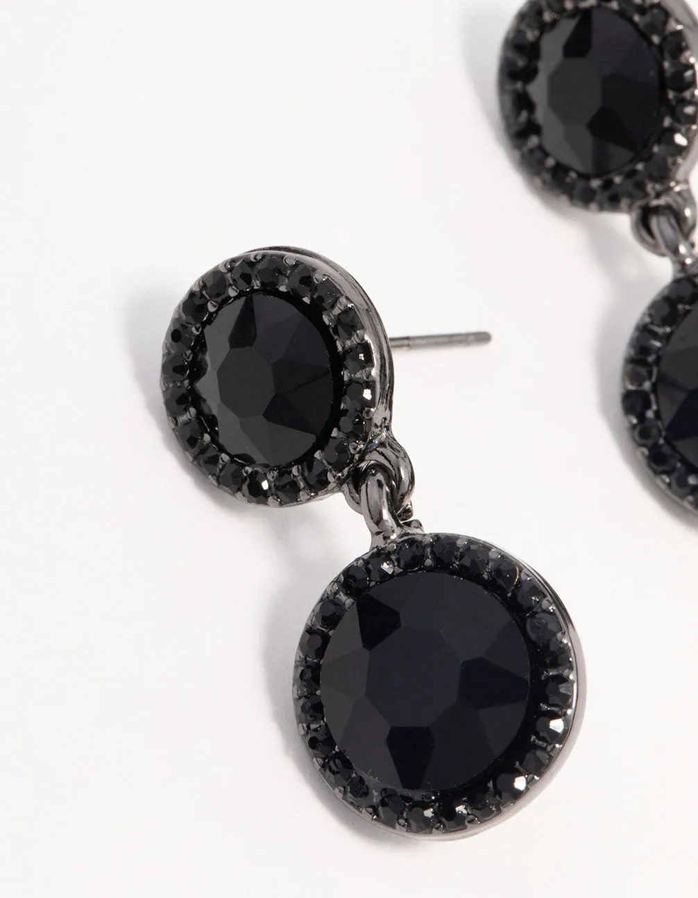 Gunmetal Black Stone Drop Earrings