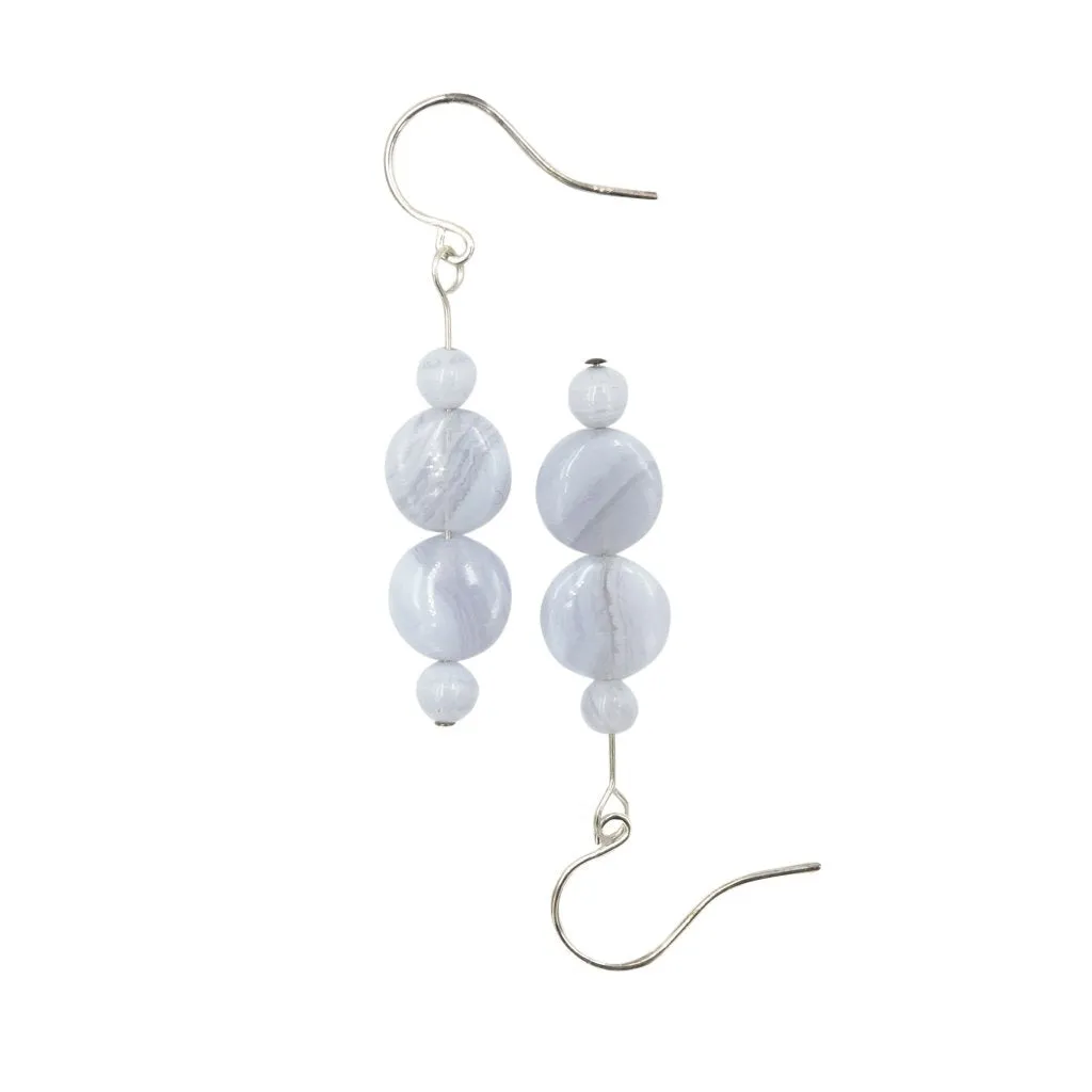 Handmade Blue Lace Agate Sterling Silver Earrings