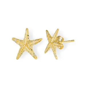 Handmade Gold Plated Silver Stud Starfish Earrings