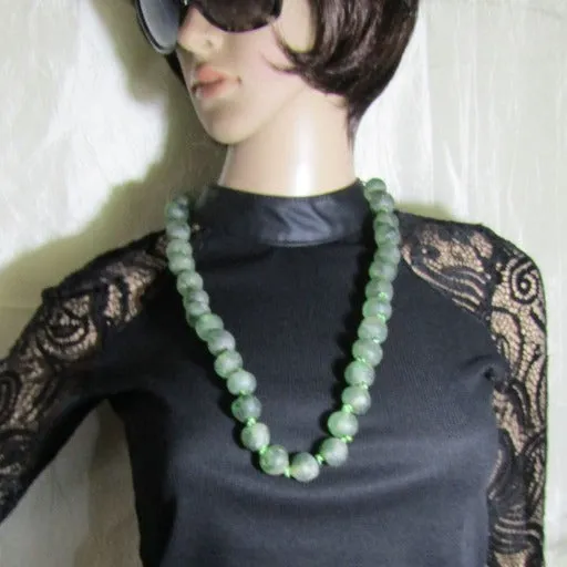 Handmade Long Green West African Trade Bead Necklace