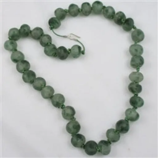 Handmade Long Green West African Trade Bead Necklace