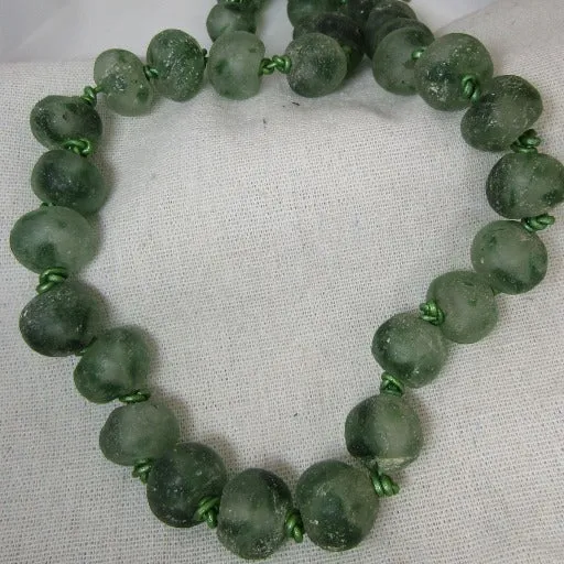 Handmade Long Green West African Trade Bead Necklace