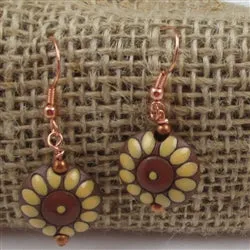 Handmade Yellow & Rust Ceramic Earrings  Golem