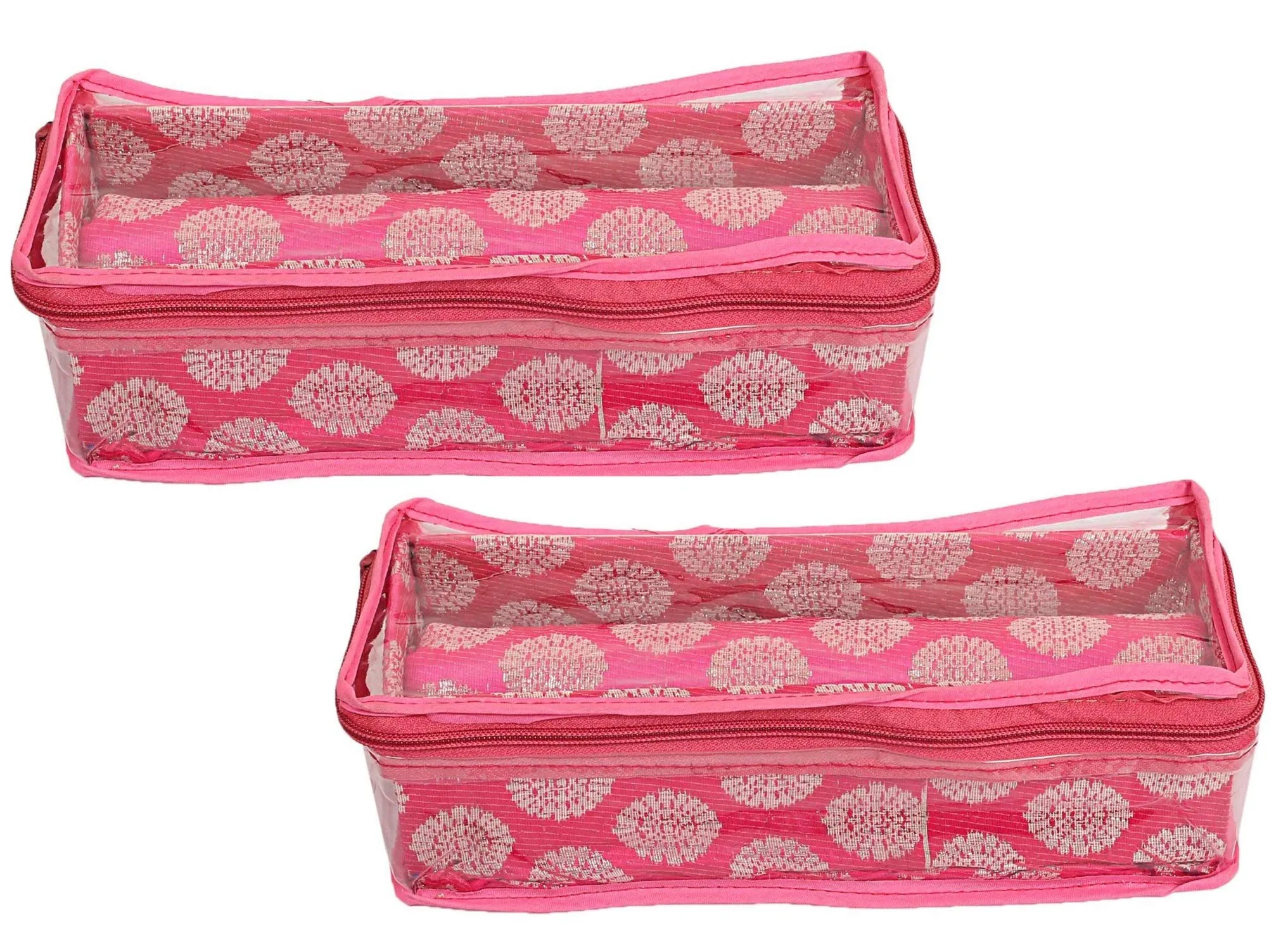 Heart Home Carry Design Brocade Hardboard 2 Pieces One Rod Bangle Box (Pink) - CTHH18170