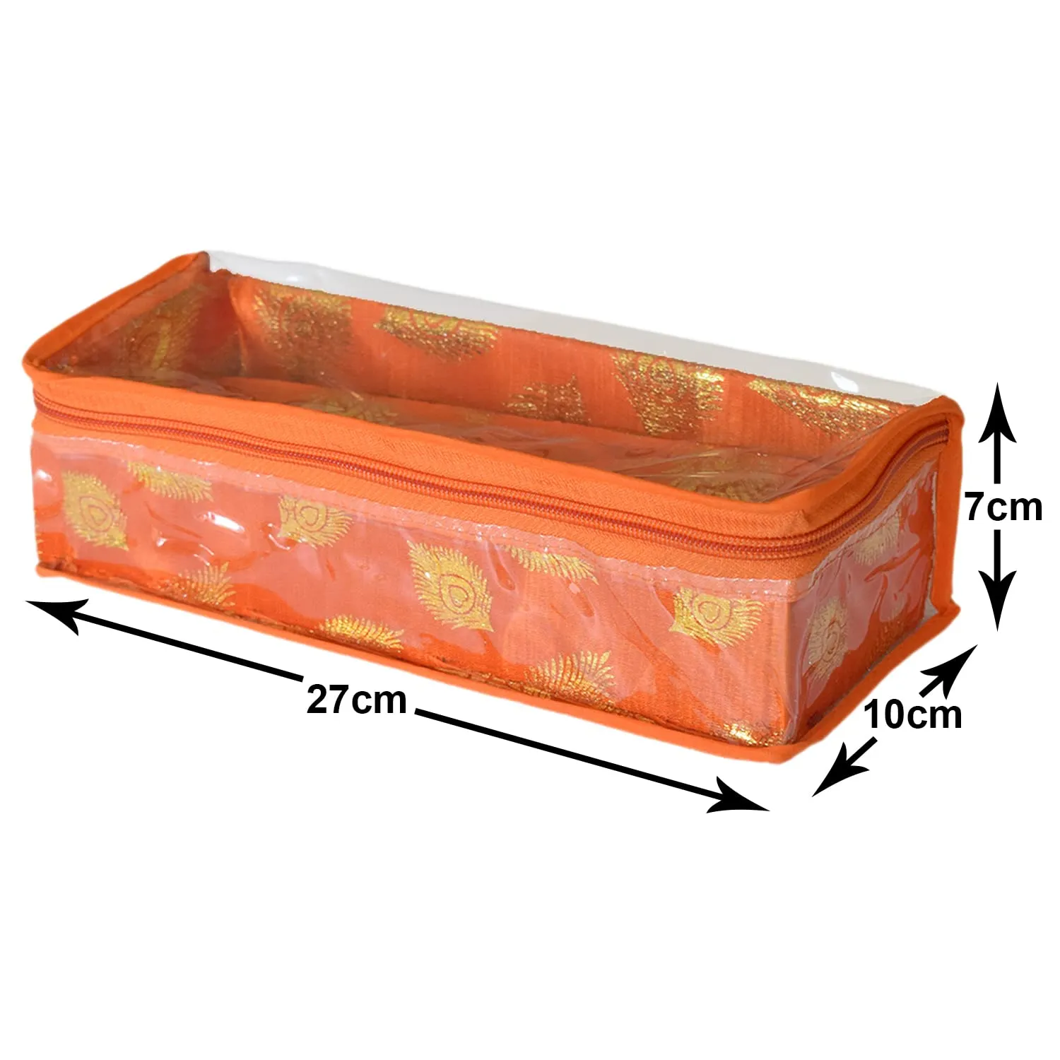 Heart Home Feather Design Laminated 1 Rod Box, Organizer For Bangle, Watches, Bracelets, Jewellery With Tranasparent Top (Orange)-47HH0146