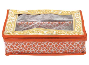 Heart Home Feather Design Laminated 2 Rod Box, Organizer For Bangle, Watches, Bracelets, Jewellery With Tranasparent Top (Orange)-47HH0150