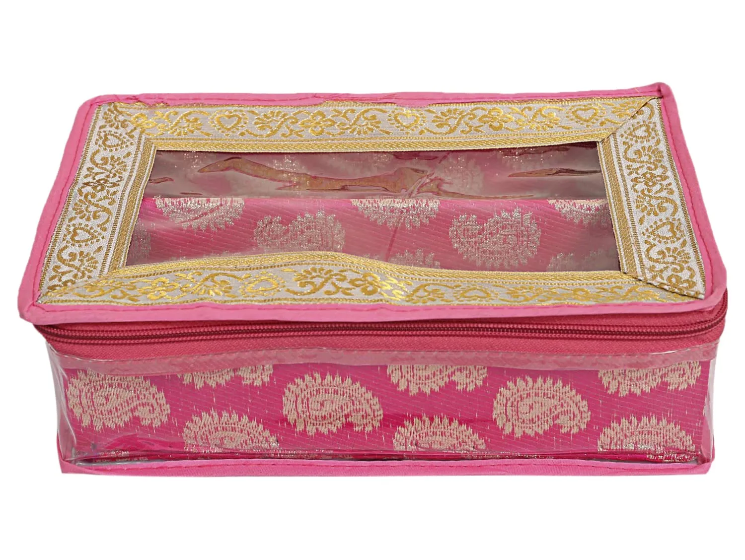 Heart Home Feather Design Laminated 2 Rod Box, Organizer For Bangle, Watches, Bracelets, Jewellery With Tranasparent Top - Pack of 2 (Pink)-47HH0224