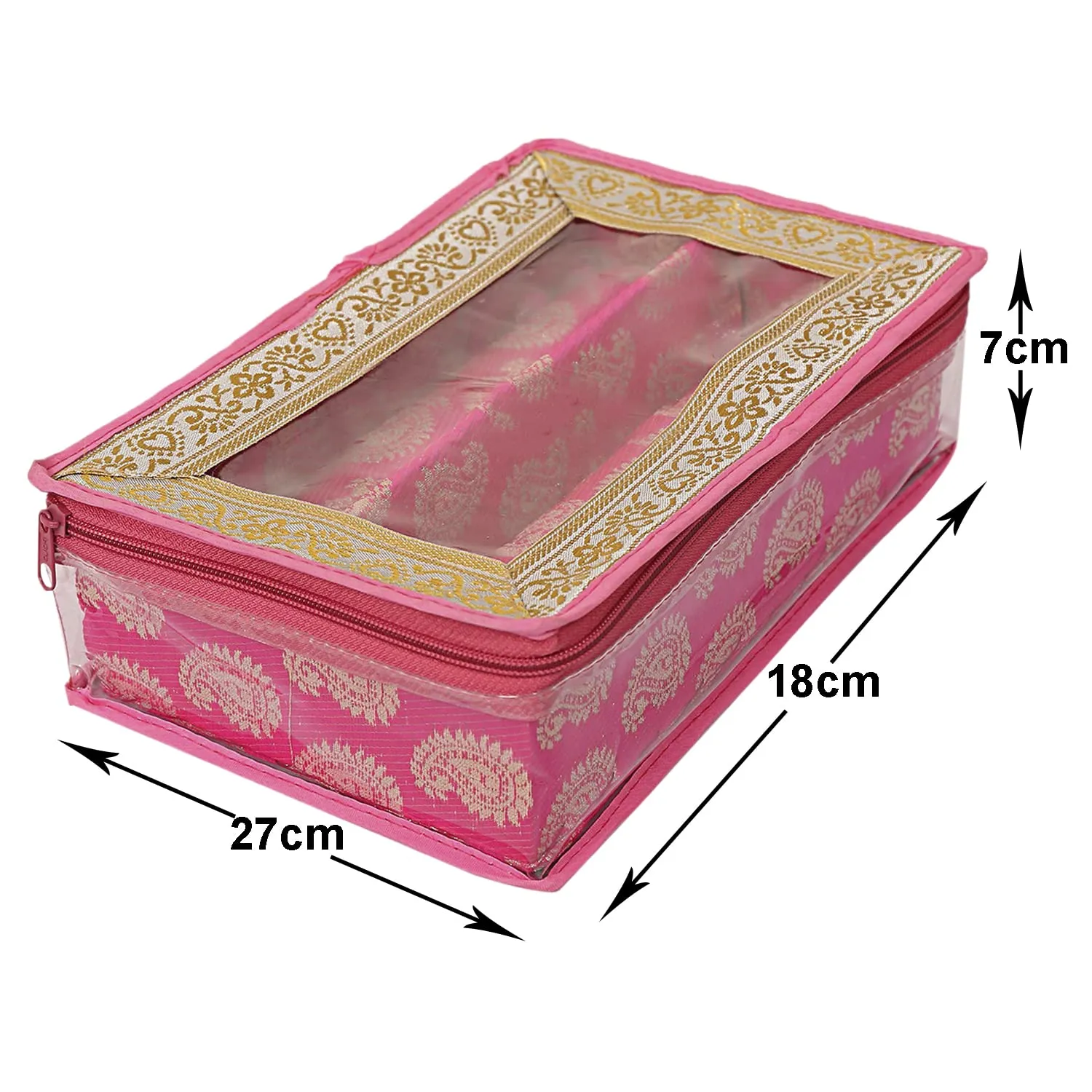 Heart Home Feather Design Laminated 2 Rod Box, Organizer For Bangle, Watches, Bracelets, Jewellery With Tranasparent Top - Pack of 2 (Pink)-47HH0224