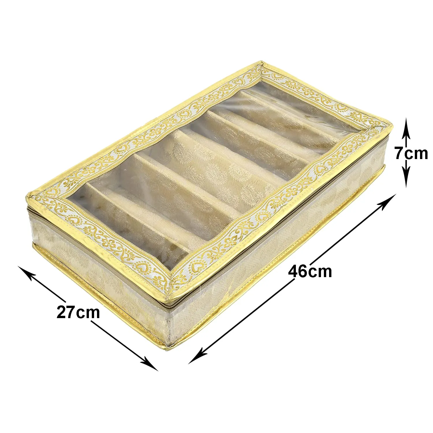 Heart Home Feather Design Laminated 6 Rod Box, Organizer For Bangle, Watches, Bracelets, Jewellery With Tranasparent Top (Gold)-47HH0190