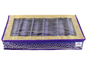 Heart Home Multi Saqare Design Laminated 6 Rod Box, Organizer For Bangle, Watches, Bracelets, Jewellery With Tranasparent Top (Purple)-47HH0358