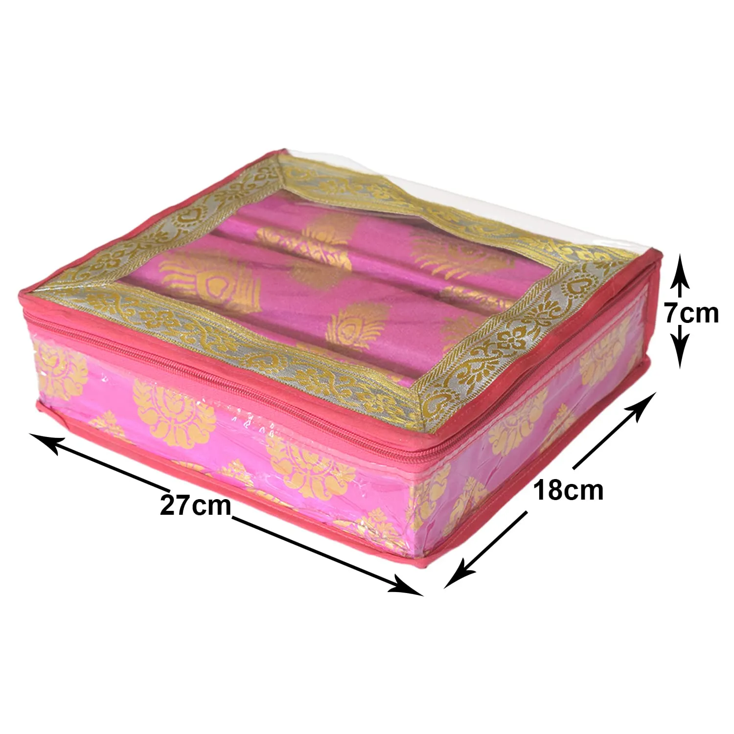 Heart Home Multipurpose Bareque Seamless Design Laminated 2 Rod Bangle Box/Organizer/Case With Tranasparent Top - Pack of 2 (Pink)-47HH0439