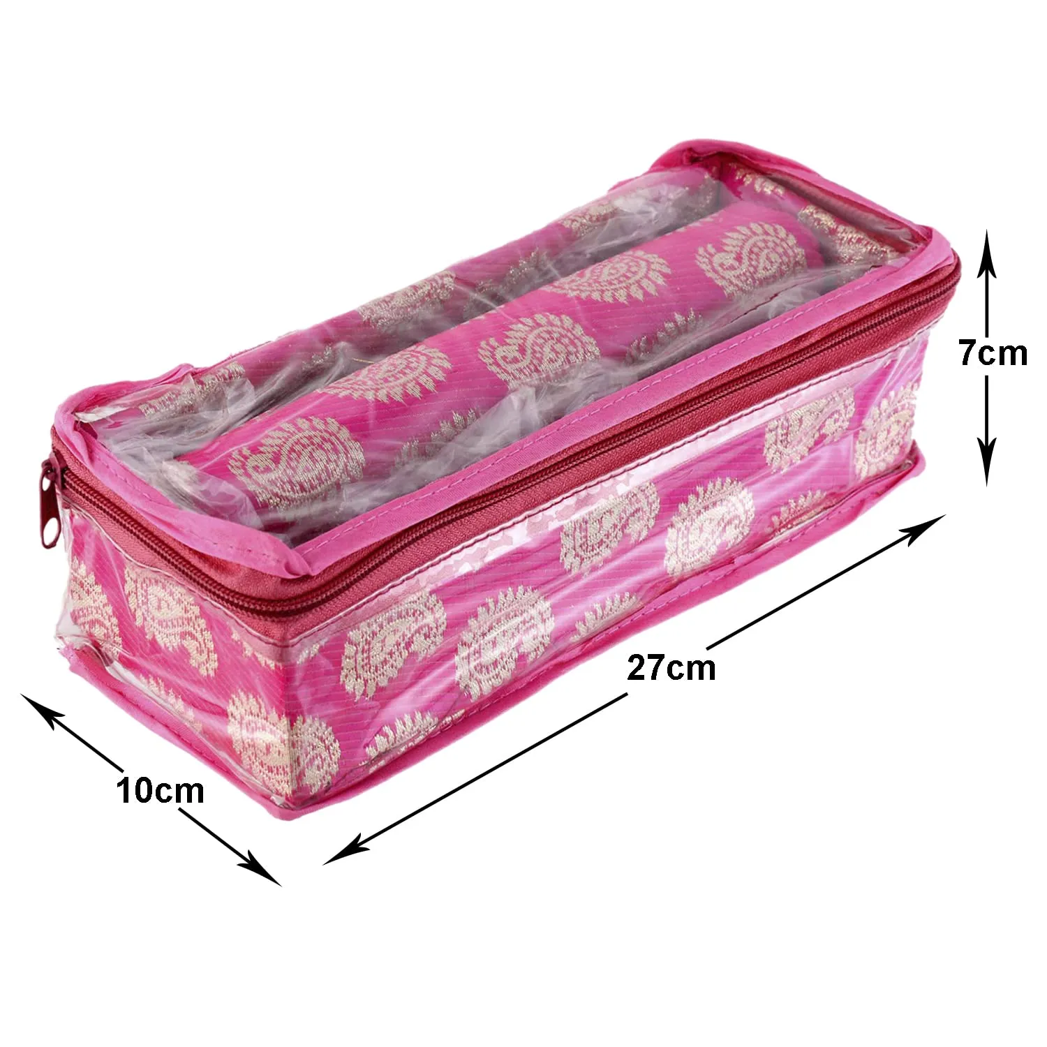 Heart Home Multipurpose Carry Design Laminated 1 Rod Bangle Box/Organizer/Case With Tranasparent Top - Pack of 2 (Pink)-47HH099