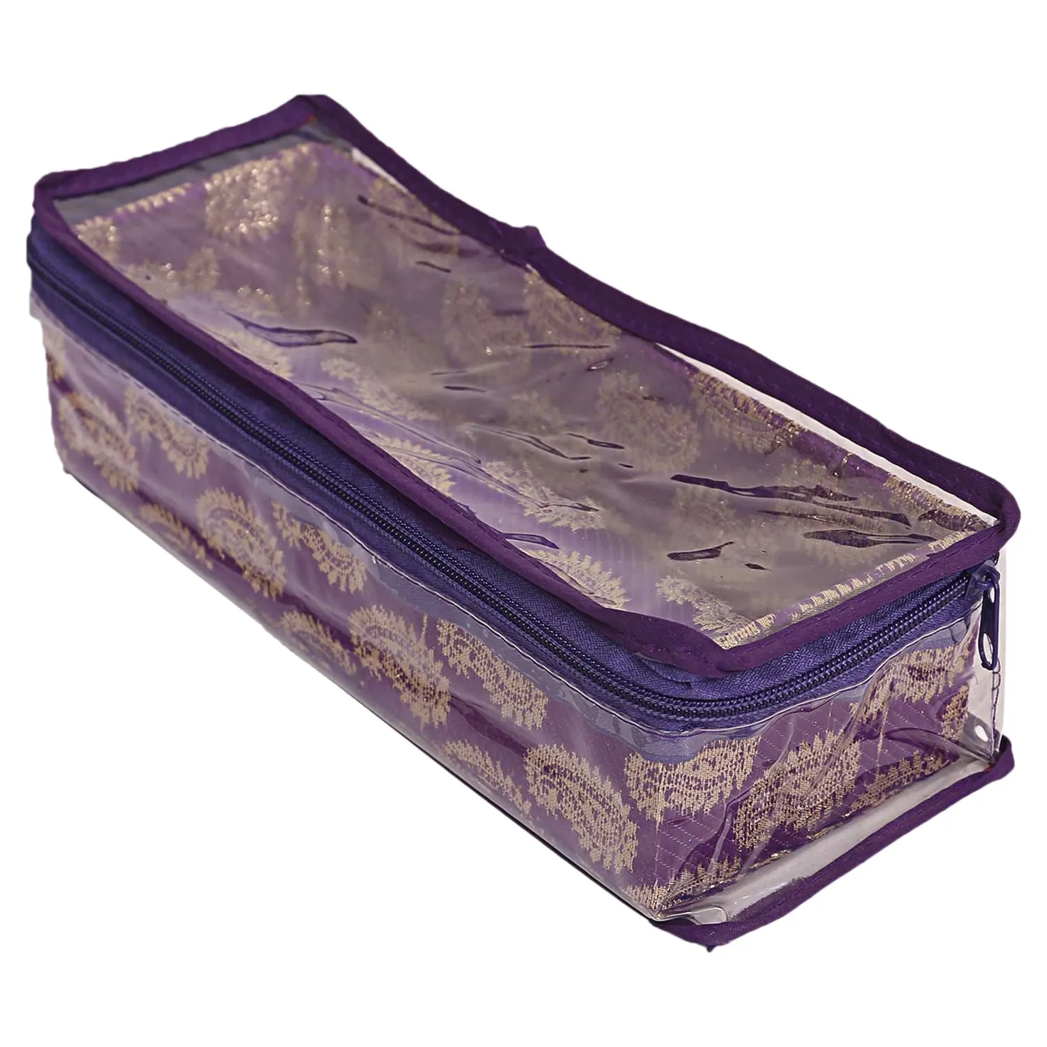 Heart Home Multipurpose Carry Design Laminated 1 Rod Bangle Box/Organizer/Case With Tranasparent Top - Pack of 2 (Purple)-47HH051