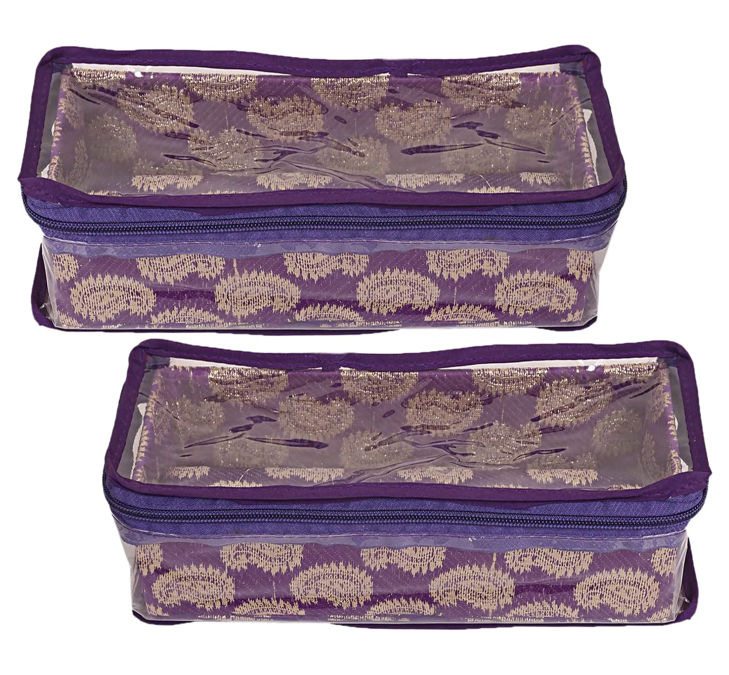 Heart Home Multipurpose Carry Design Laminated 1 Rod Bangle Box/Organizer/Case With Tranasparent Top - Pack of 2 (Purple)-47HH051