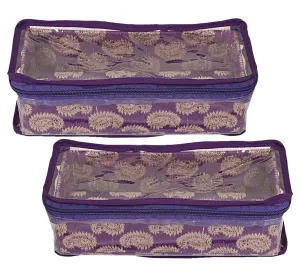 Heart Home Multipurpose Carry Design Laminated 1 Rod Bangle Box/Organizer/Case With Tranasparent Top - Pack of 2 (Purple)-47HH051