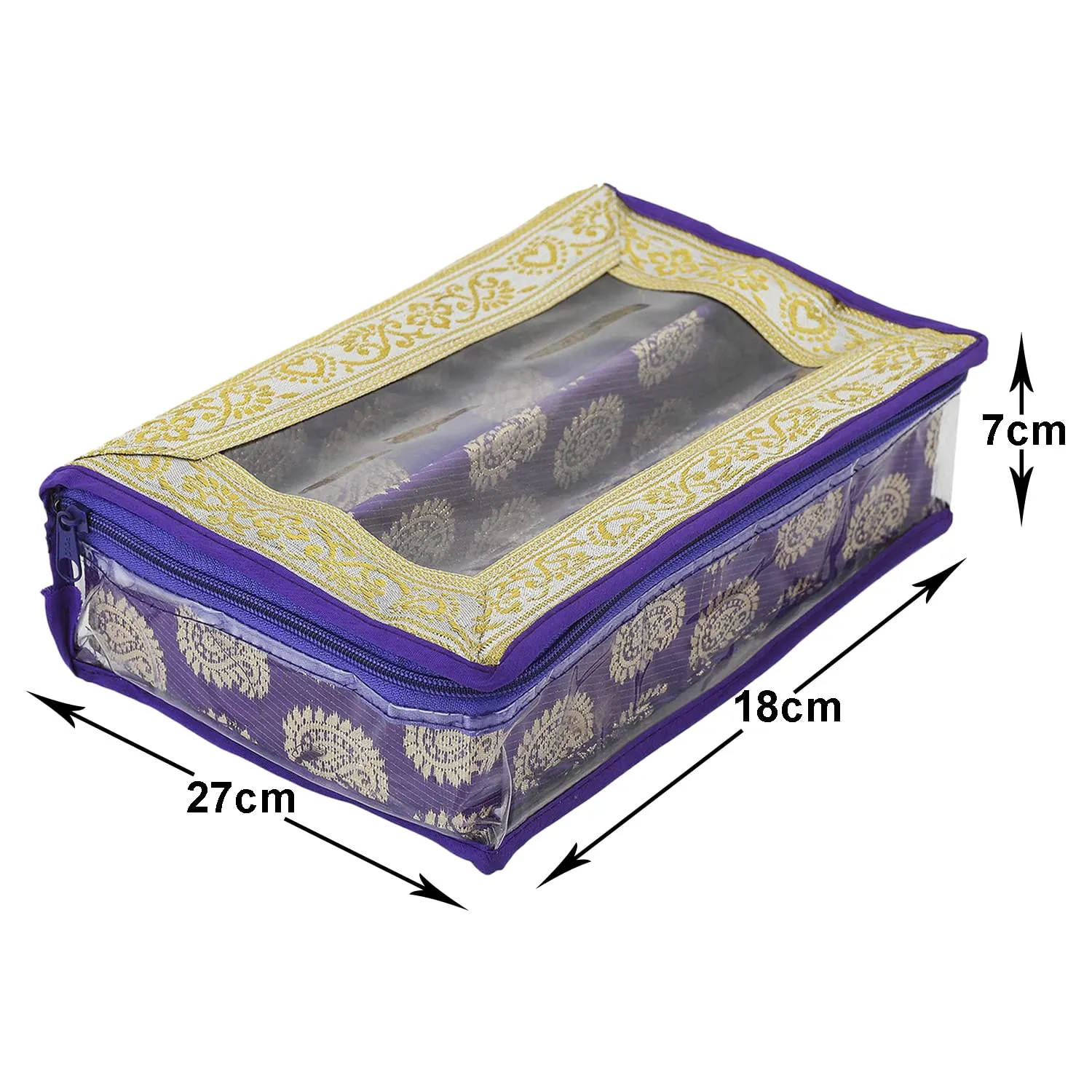 Heart Home Multipurpose Carry Design Laminated 2 Rod Bangle Box/Organizer/Case With Tranasparent Top - Pack of 2 (Purple)-47HH055