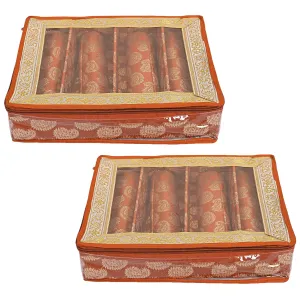 Heart Home Multipurpose Carry Design Laminated 4 Rod Bangle Box/Organizer/Case With Tranasparent Top - Pack of 2 (Orange)-47HH015