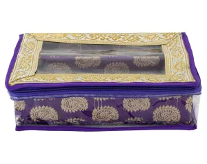 Heart Home Multipurpose Dot Design Laminated 2 Rod Bangle Box/Organizer/Case With Tranasparent Top (Purple)-47HH0245