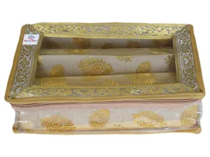 Heart Home Multipurpose Feather Design Laminated 2 Rod Bangle Box/Organizer/Case With Tranasparent Top (Gold)-47HH0173