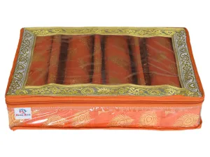 Heart Home Multipurpose Feather Design Laminated 4 Rod Bangle Box/Organizer/Case With Tranasparent Top (Orange)-47HH0157