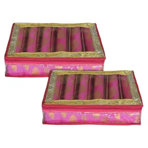 Heart Home Multipurpose Feather Design Laminated 6 Rod Bangle Box/Organizer/Case With Tranasparent Top - Pack of 2 (Pink)-47HH0239