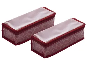 Heart Home Multipurpose Tribal Design Laminated 1 Rod Bangle Box/Organizer/Case With Tranasparent Top - Pack of 2 (Maroon)-47HH0507