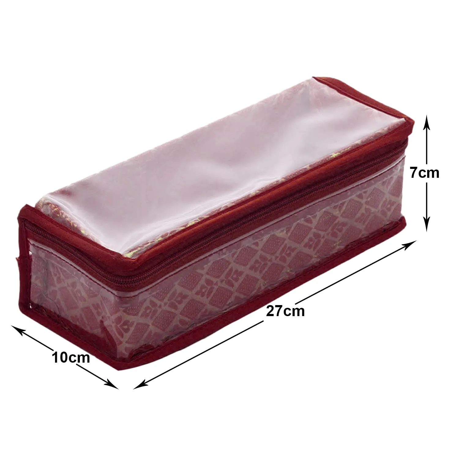 Heart Home Multipurpose Tribal Design Laminated 1 Rod Bangle Box/Organizer/Case With Tranasparent Top - Pack of 2 (Maroon)-47HH0507