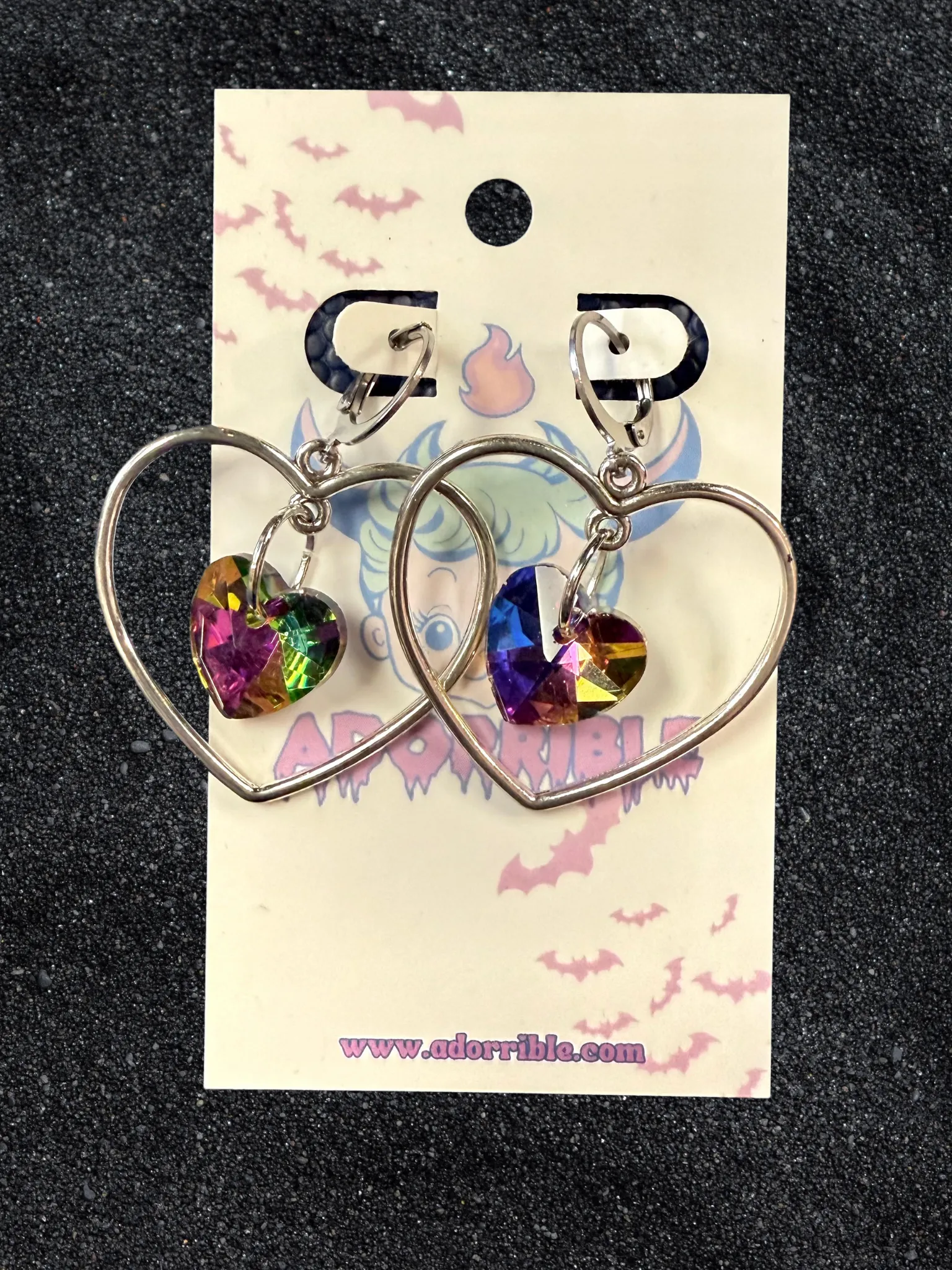 Heart Shaped Hoop Earrings with Heart Crystals