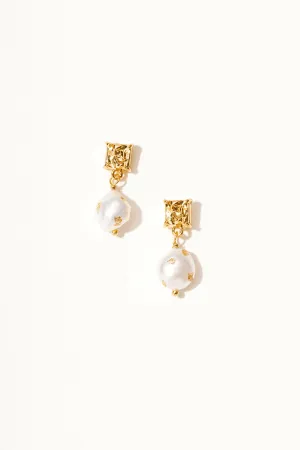 Hestia 18K Gold Pearl Drop Earrings