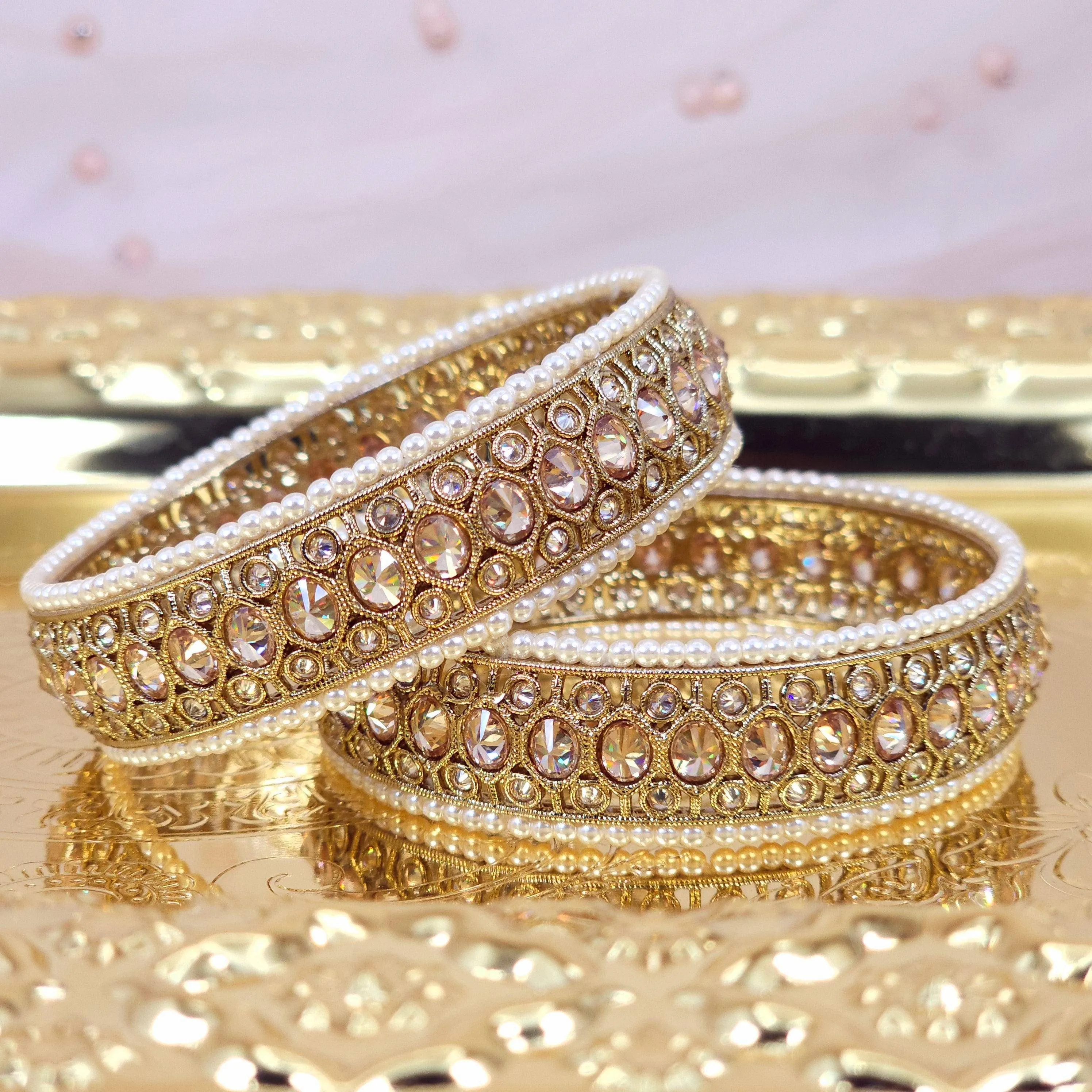 Hira Antique Gold Polki Bangles