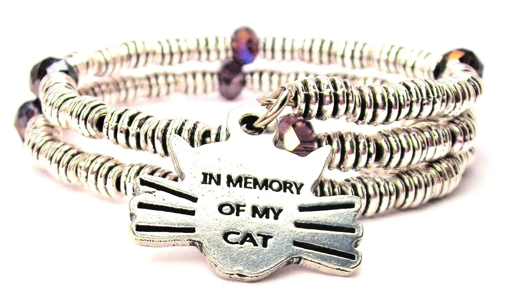 I'm Memory Of My Cat Curly Coil Wrap Style Bangle Bracelet