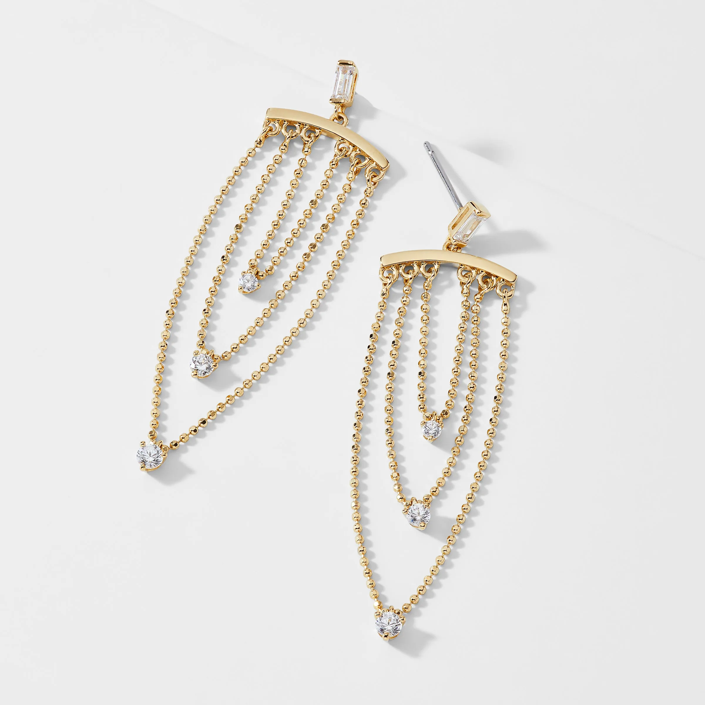 ITTY BITTY BALL CHAIN CZ CHANDELIER EARRINGS