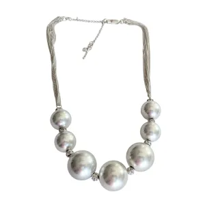 Kenneth Cole Silver Bead Statement Necklace