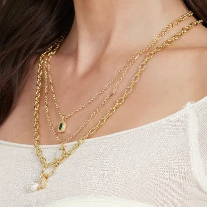 Kinsey Designs | Sophie Gold Tone Chain Necklace with CZ Crystal and Pearl Charms