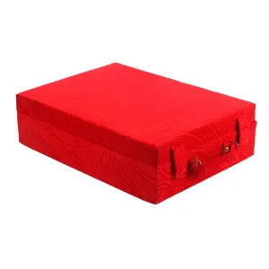 Kuber Industries Floral Design Wooden Four Rod Velvet Bangle Storage Box (Red) - CTKTC22720