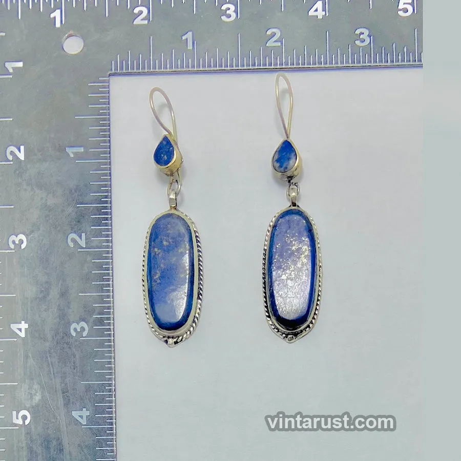 Lapis Lazuli Long Dangle Statement Earrings